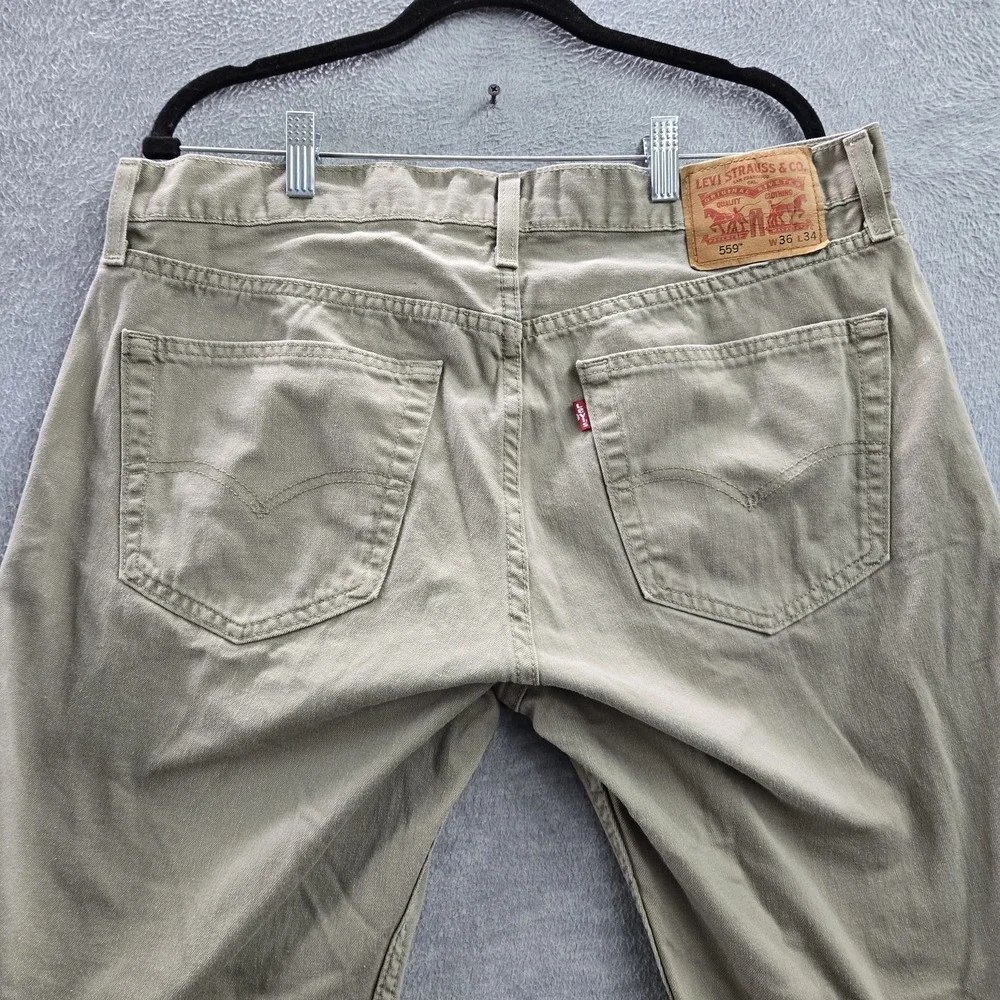 Levi's 559 Men Pants 36X34‎ Brown Relaxed Straight Button Rivet Twill 33
